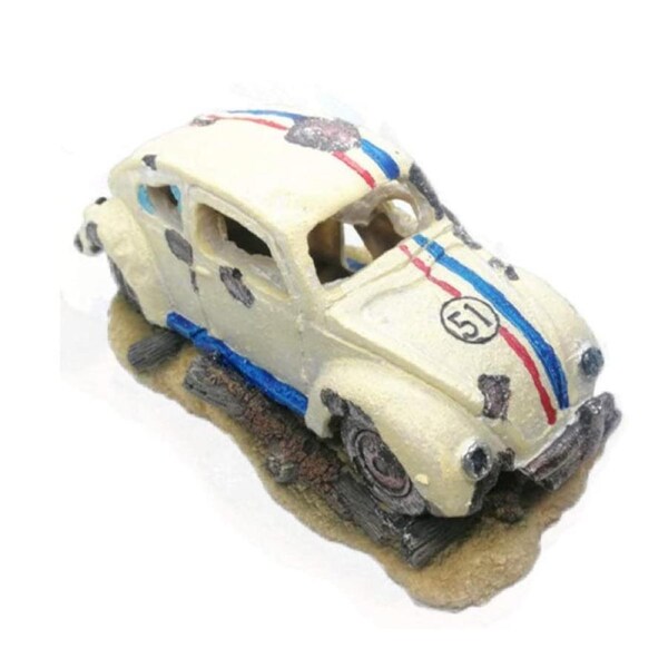 Aquarium Decorations Imitation Wreck Car Resin Ornament For Air Stone Bubbler Oxygen Pump-JQ038A