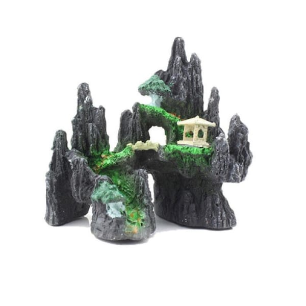 Aquarium Decoration Little Triangle Mountain View Resin Bridge Pavilion Ornament Rock Cave