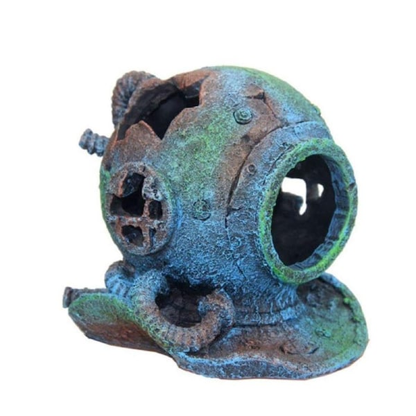 Aquarium Sunken Submarine Helmet Decorations Realistic Vintage Ark Shipwreck Fish Tank Decorations-RQ19009
