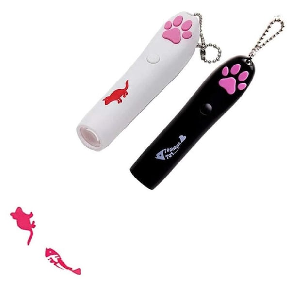 Pack of 2 Cat Catch LED Projecter Chasing Toy Pet Interactive Toy WhiteBlack