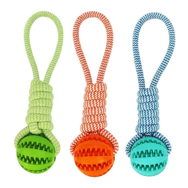 3 Pcs Interactive Dog Toys with Cotton Rope of Non-Toxic Durable Rubber Pet Ball-Mixed Color