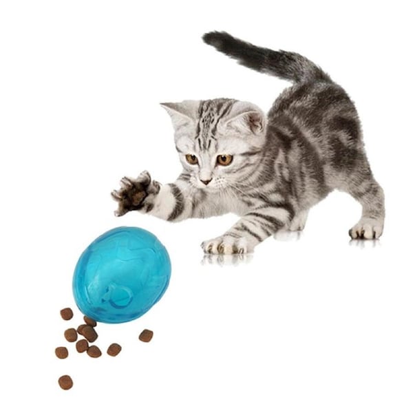 Pet Cat Egg Interactive Toy and Food Dispenser-Blue