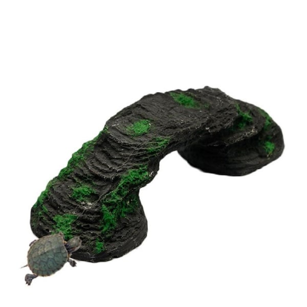 Turtle Terrace Reptile Habitat Cave Resin Rock Hideout Fish Tank Decor for Lizards Frogs Snakes-088L