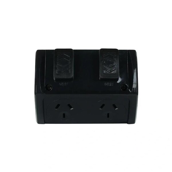 NLS 30856 - Weatherproof Double GPO 10A IP53 250V - Black