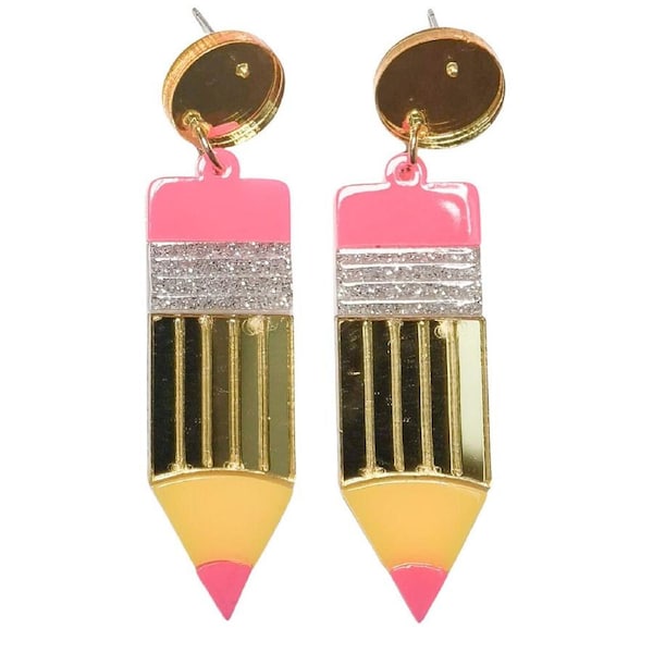 Urban Pop Pencil Dangle Earrings Women's Girls Casual Fashion Jewellery Gold