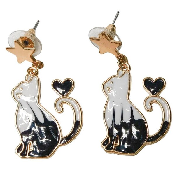 Urban Cat Dangle Earrings Women's Fashion Casual Party Jewellery Black/White