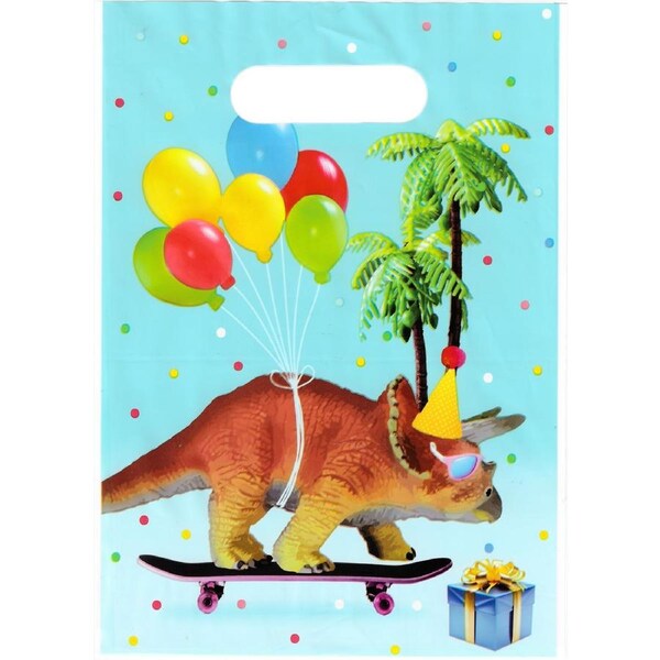 Dinosaur Birthday Party Plastic Lolly / Treat Bags (Pack of 8)