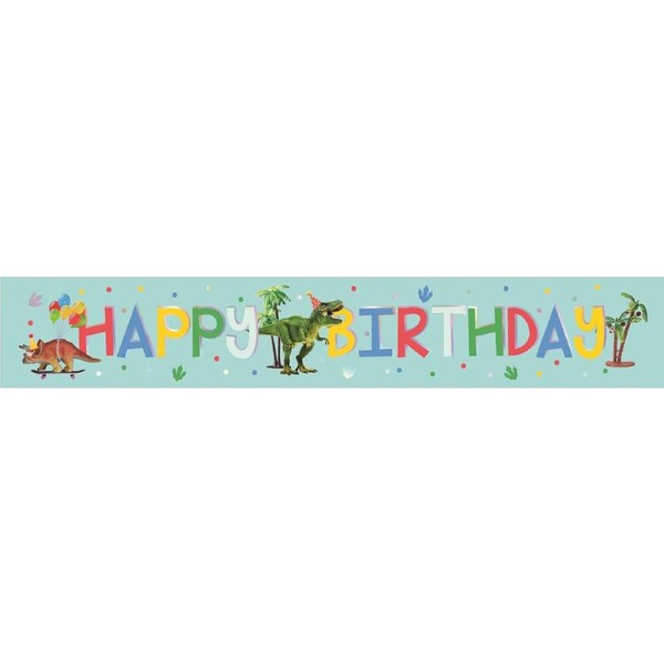 Dinosaur Happy Birthday Party Paper Banner 1.8m