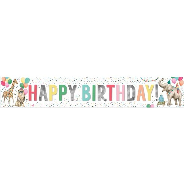 Wild Party Animals Happy Birthday Paper Banner 1.8m