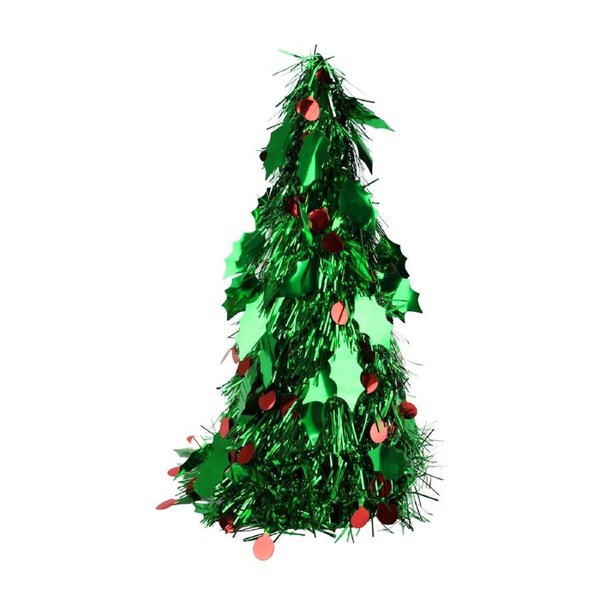 Holly and Berries Tinsel Tabletop Christmas Tree 26cm
