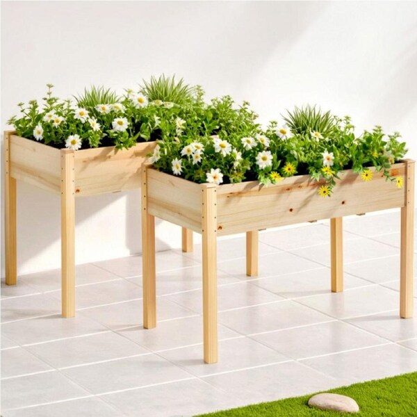Green Fingers Raised Garden Bed 2x Elevated 120x60x80cm Wooden Planter Box Container