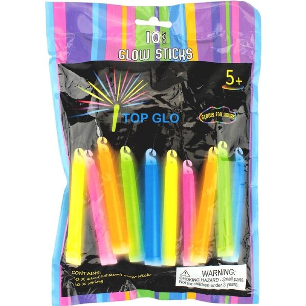 Assorted Coloured Glow Stick Necklaces (Pack of 10)