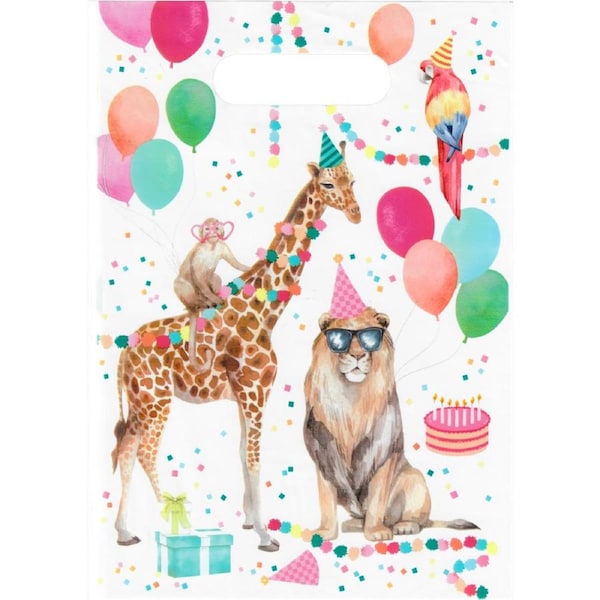 Wild Party Animals Plastic Lolly / Treat Bags (Pack of 8)
