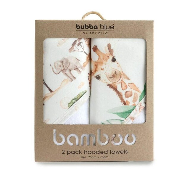2pc Bubba Blue Bamboo Adventure Hooded Baby/Newborn Soft Bath Towel 75x75cm