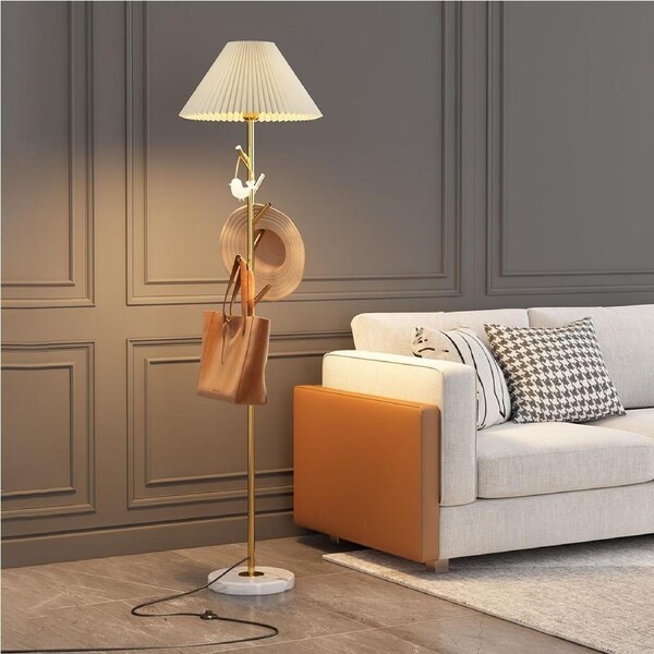 Outway Floor Lamp Modern Standing Light Bedroom Coat Hat Hanging Rack Gold