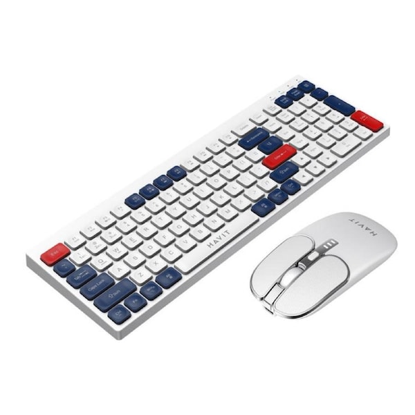 Havit Dual-Mode Wireless 2.4Ghz + Bluetooth Keyboard & Mouse - White