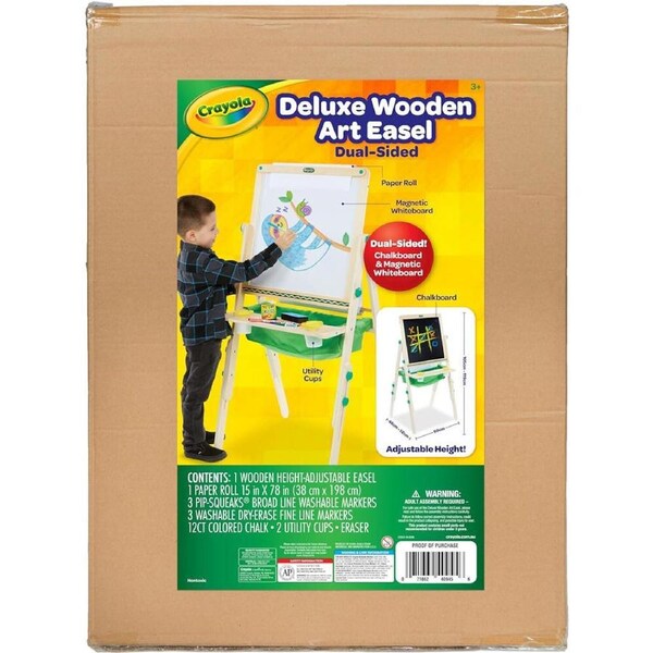 Crayola Kids Deluxe Educational Wooden Art Easel Dual Sided 4.5x11cm Kids 3y+