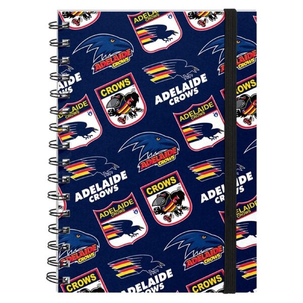 Adelaide Crows AFL Hard Cover Through the Years Logo Spiral Bound A5 Notebook