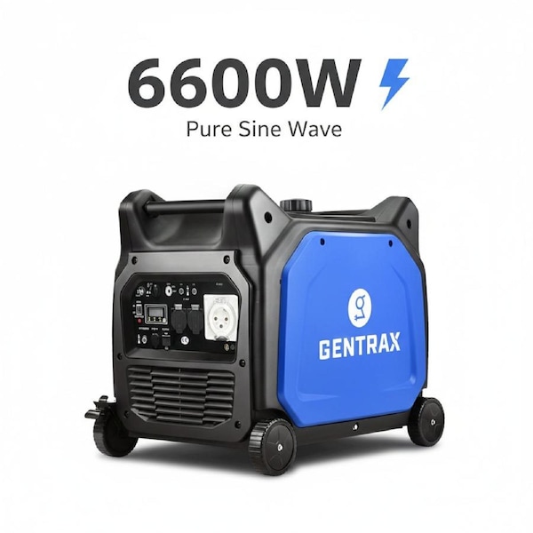 GENTRAX GT6600 6.6kW Inverter Generator – 3×240V AC, 12V DC & USB Ports, Long Runtime for Home, RV & Worksite