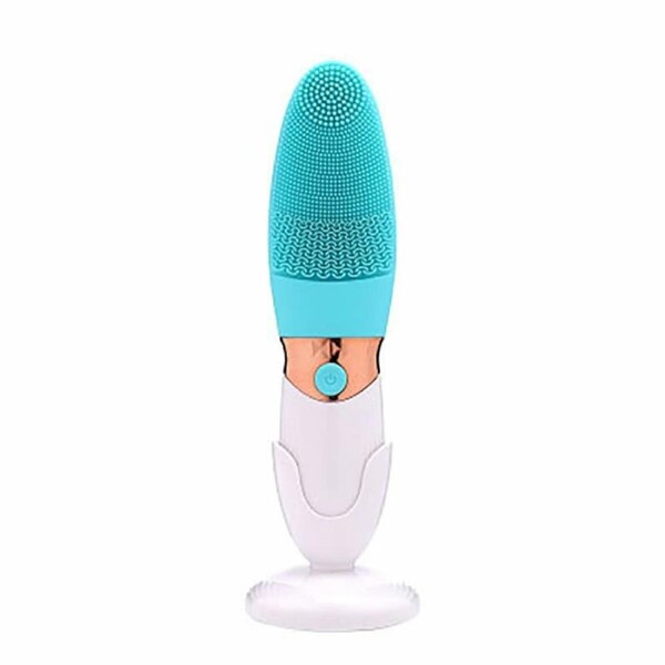 Electric Silicone Facial Cleansing Brush Face Pore Cleaner Ultrasonic Vibration Waterproof Face Washing Tool Beauty Machine Blue Colour