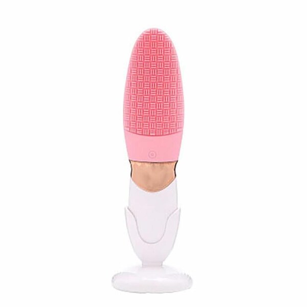 Electric Silicone Facial Cleansing Brush Face Pore Cleaner Ultrasonic Vibration Waterproof Face Washing Tool Beauty Machine Pink Colour