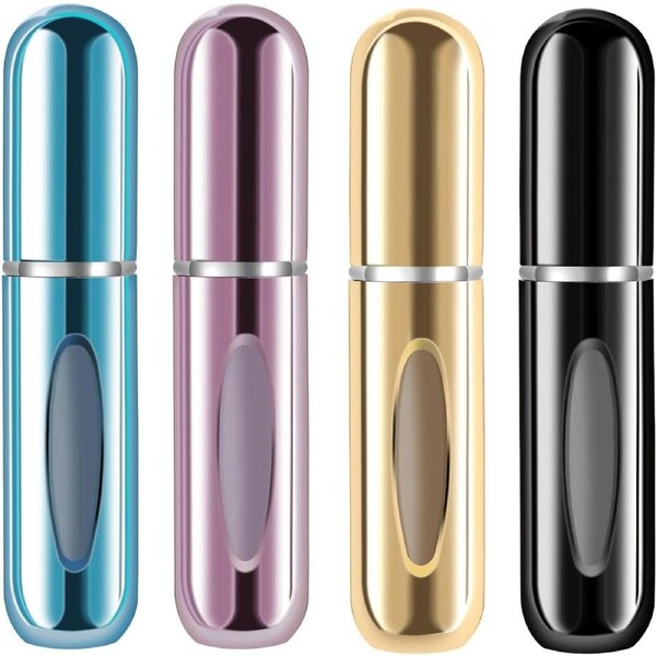 Mini Refillable Perfume Portable Atomizer Bottle, Spray, Refill Pump Case for Traveling and Outgoing (5ml, 4 Pack)
