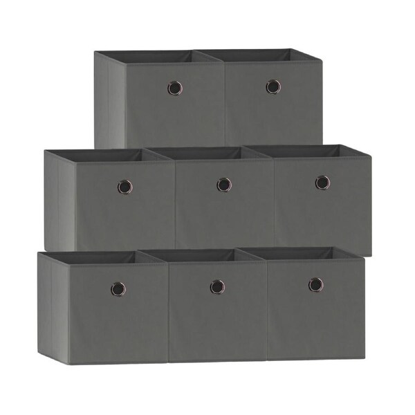 SORTI 33x37x33 CM Grey 8X Pack Foldable Folding Storage Cube Storage Box Bookcase Fabric Cube Toy Organiser
