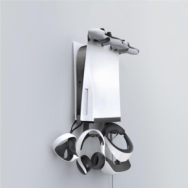 Wall-Mounted Bracket For Ps5 Console With Controller Vr Glasses And Headphone Storage - Black