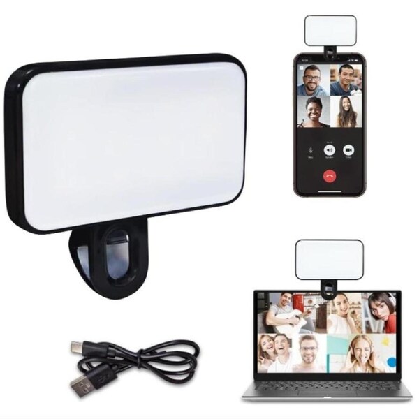 Rechargeable Selfie Light For Phone Laptop Tablet - Black