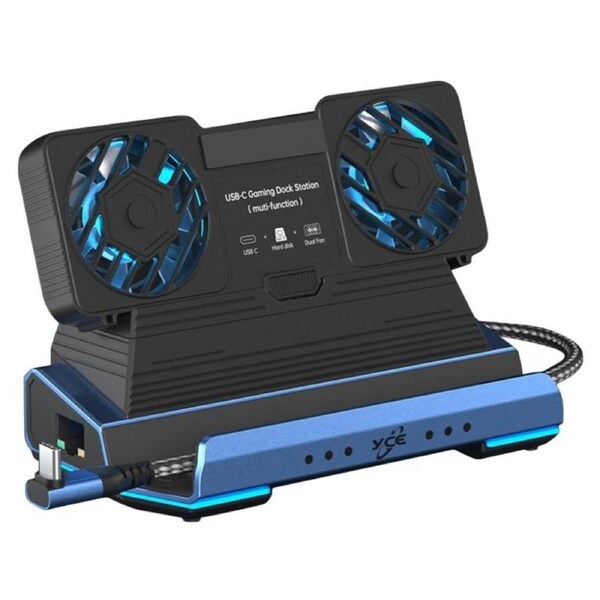 9-In-1 Usb-C Gaming Dock With Detachable Fan - Blue / Black
