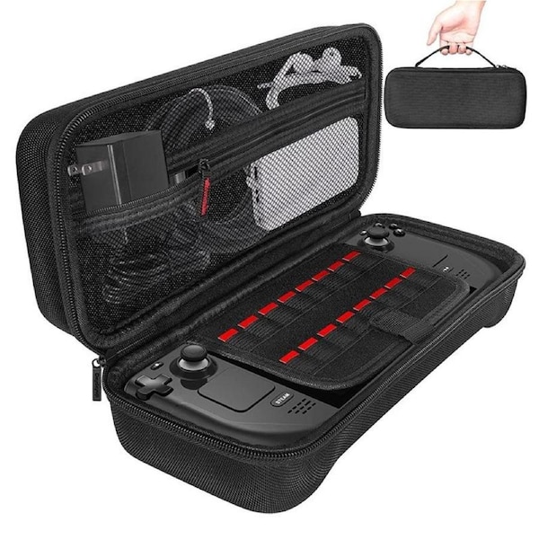 Steam Deck Handheld Console Storage Bag - Hard Eva Oxford Cloth - Black