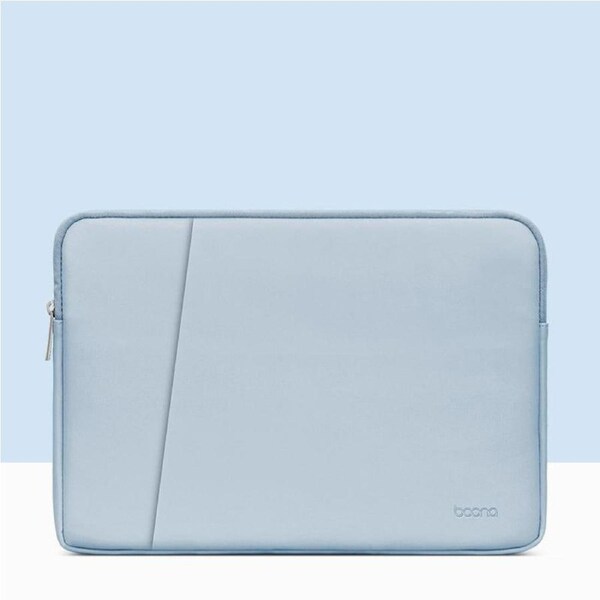 Sky Blue Leather Laptop Bag - Double-Layer - Fits 13 / 13.3 / 14 Inch