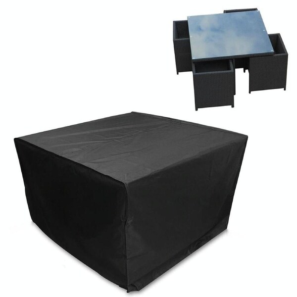 Outdoor Furniture Set Cover - Anti-Uv Waterproof Dust-Proof 210D Oxford Cloth Folding 126X126X74Cm Black