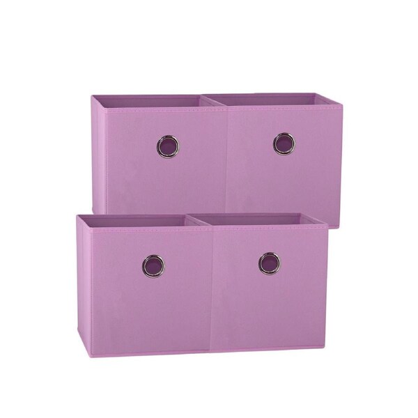 SORTI 27x28x27 CM Light Pink 4X Pack Foldable Folding Storage Cube Storage Box Bookcase Fabric Cube Toy Organiser