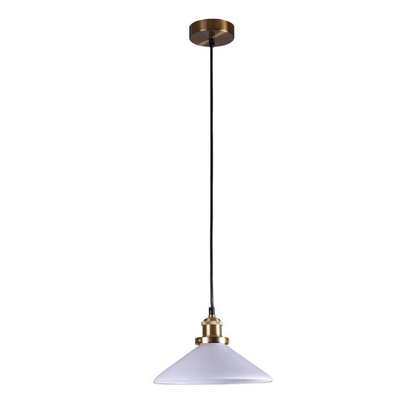 Famelis Vintage Mid Cenruty Glass Hanging Pendant Light Lamp White/Brass