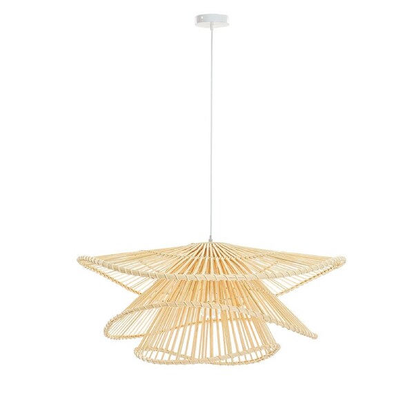 Annette Classic Country Style Rattan Hanging Pendant Light Lamp Natural