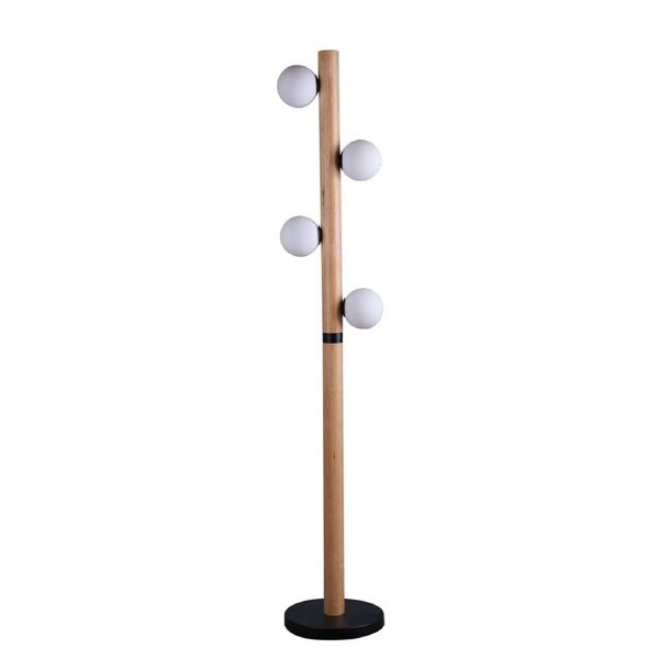 Burke Metal Base Wood Grand Finish Standing Floor Light Lamp Black/Wood