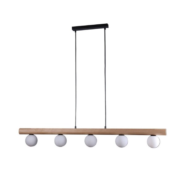 Randy Wood Grain Finish Hanging Pendant Light Lamp Black/Wood