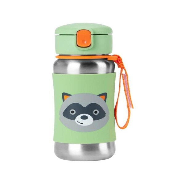 Skip Hop Zoo Stainless Steel Straw Bottle - Raccoon