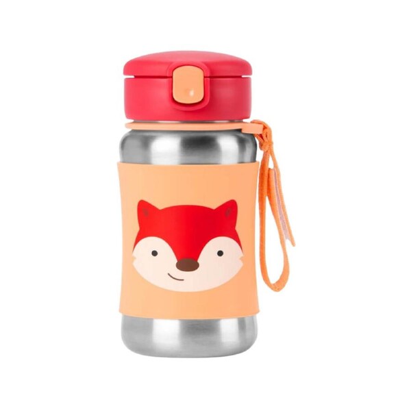 Skip Hop Zoo Stainless Steel Straw Bottle - Fox