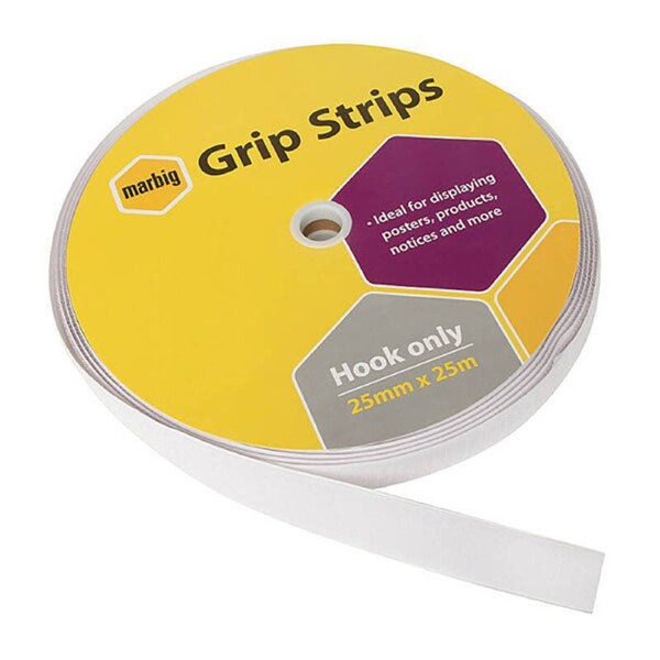 Marbig Grip Strips Hook Only 25Mmx25M Bulk