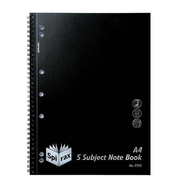 Spirax P596 Pp 5Subject Notebook A4 250 Pages Sidebound Pack Of 5