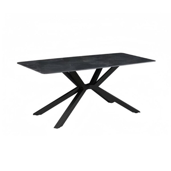 Dining Table Rectangular Shape Sintered Stone Top Powder Coated Iron Legs