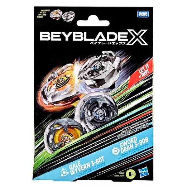 Beyblade X Gale Wyvern 3-60T and Sword Dran 3-80B Top Dual Pack Set