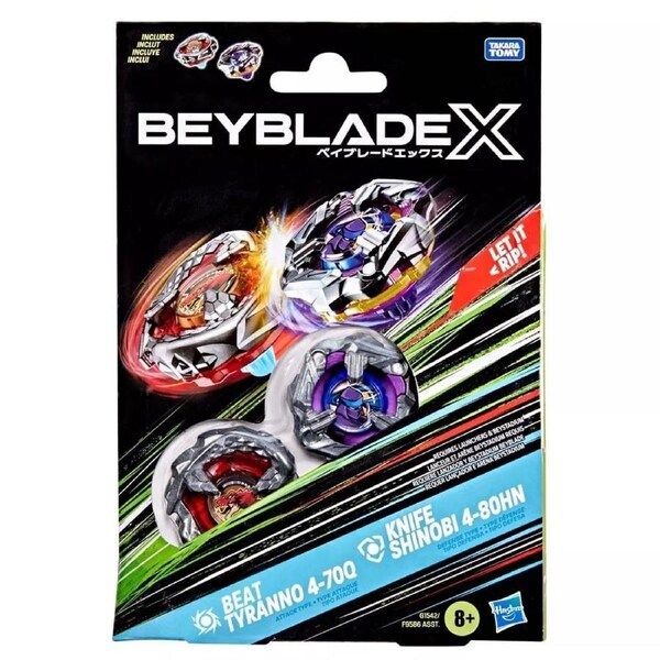 Beyblade X Beat Tyranno 4-70Q and Knife Shinobi 4-80N Top Dual Pack Set