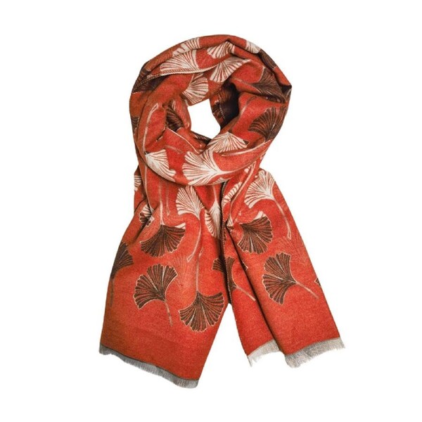 Urban Gingko Leaf Scarf Stylish Womens/Ladies Fashion Soft Neck Wrap Orange