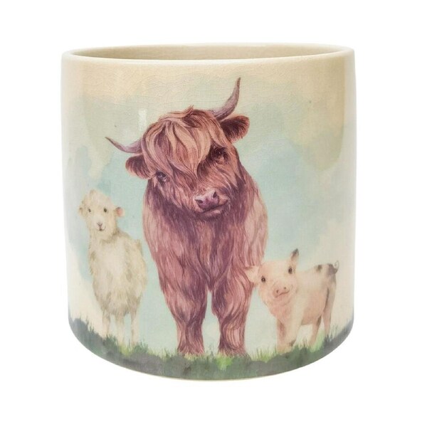 Urban Highland Friends Animal Home Garden Decor Plant Pot Brown Planter 17cm