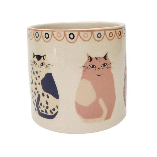 Urban Cat Pet-Themed Outdoor Home Garden Decor Plant Pot Grey Planter 14cm