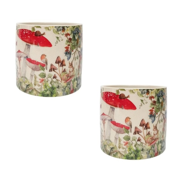 2PK Urban Enchanted Garden Fairy Home Garden Decor Plant Pot Red Planter 14cm