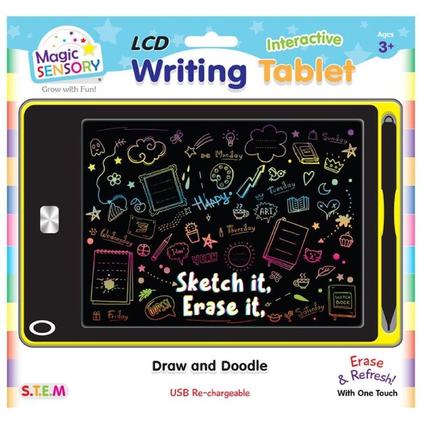 Magic Sensory 8.5" Interactive LCD Writing Tablet Yellow Doodle Kids 3y+